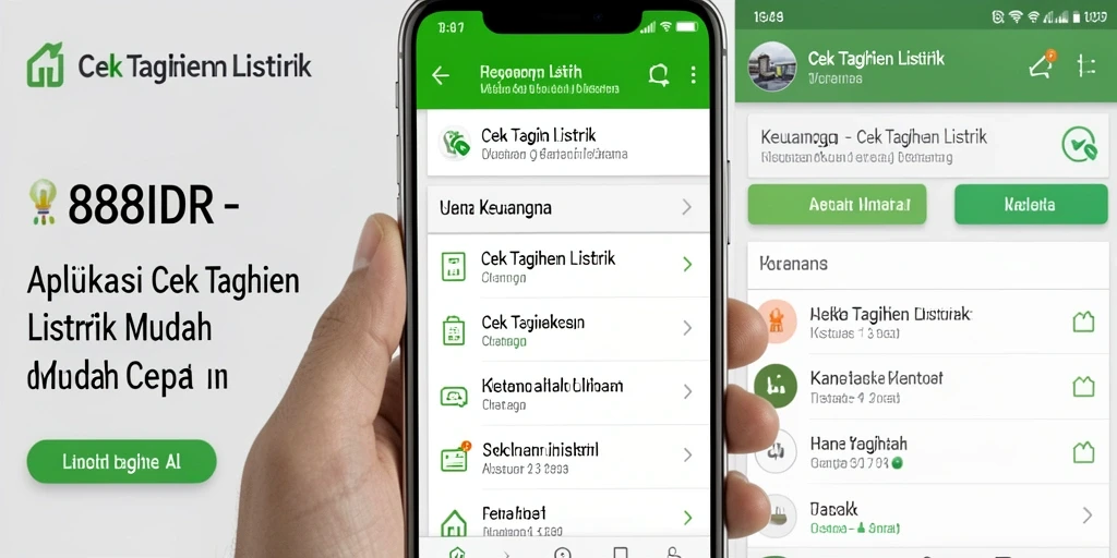 Tampilan antarmuka aplikasi 888IDR untuk cek tagihan listrik.