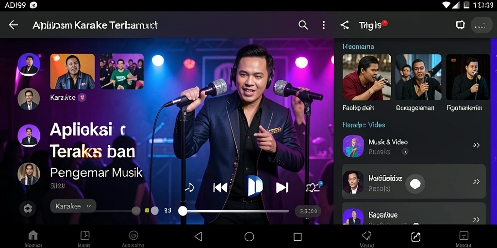 Antarmuka pengguna ADI99 yang menarik dan fungsional untuk karaoke.