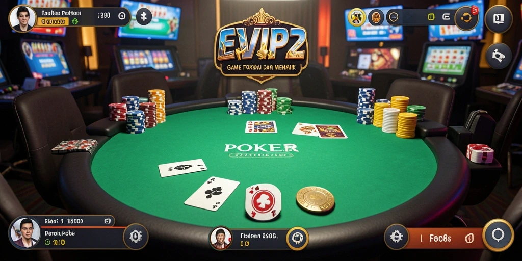 Tampilan antarmuka EVIP2 yang menarik dan fungsional untuk permainan Poker.
