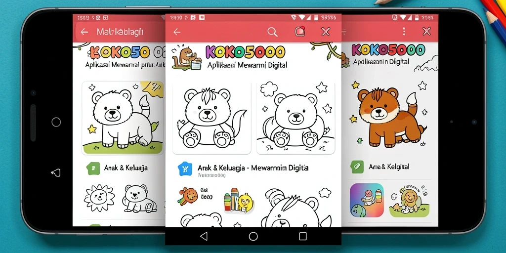Tampilan antarmuka KOKO5000 saat anak mewarnai gambar.