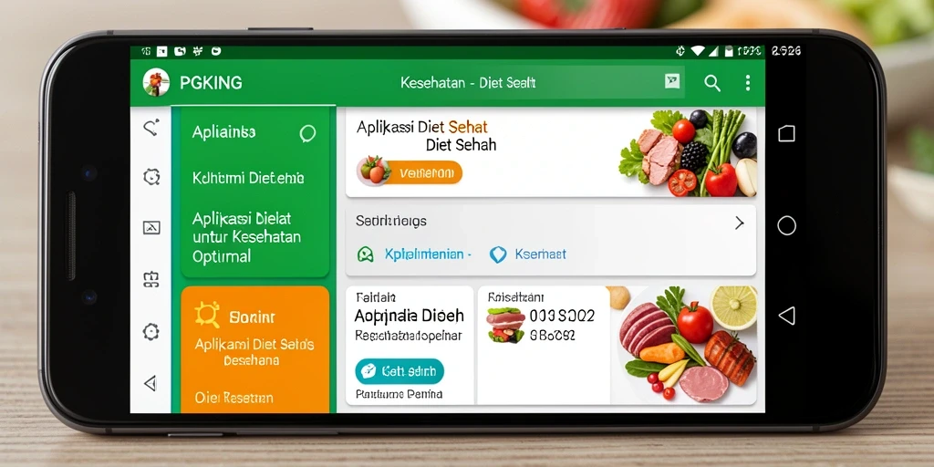 Antarmuka PGKING dengan fitur Diet Sehat yang mudah digunakan.