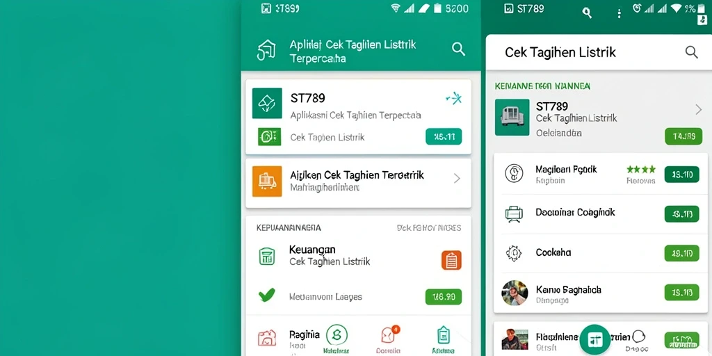 Antarmuka aplikasi ST789 untuk cek tagihan listrik.