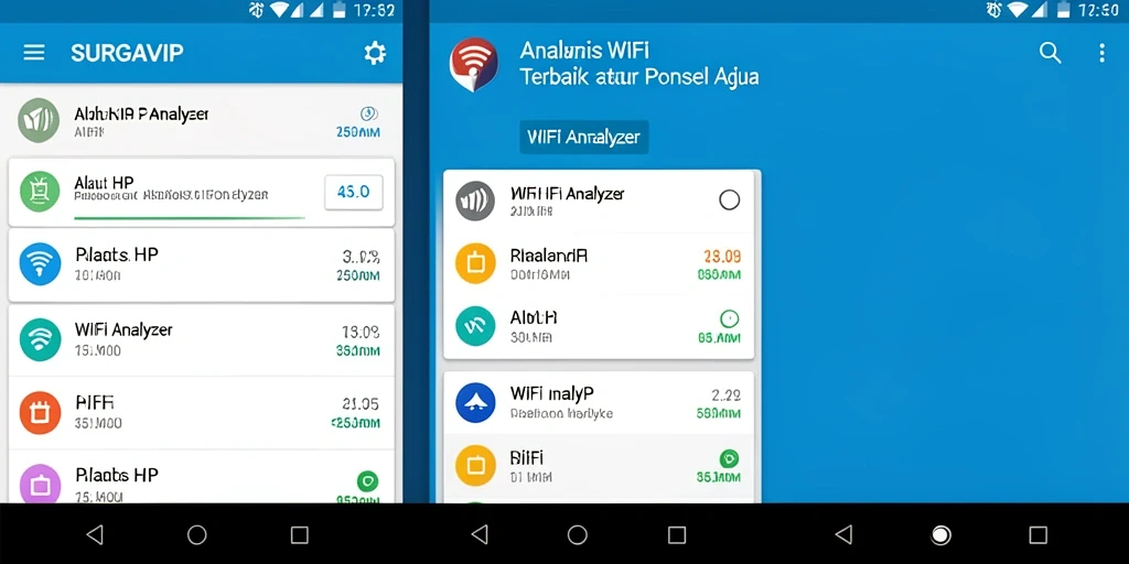 Tampilan antarmuka SURGAVIP yang menampilkan analisis WiFi secara real-time.